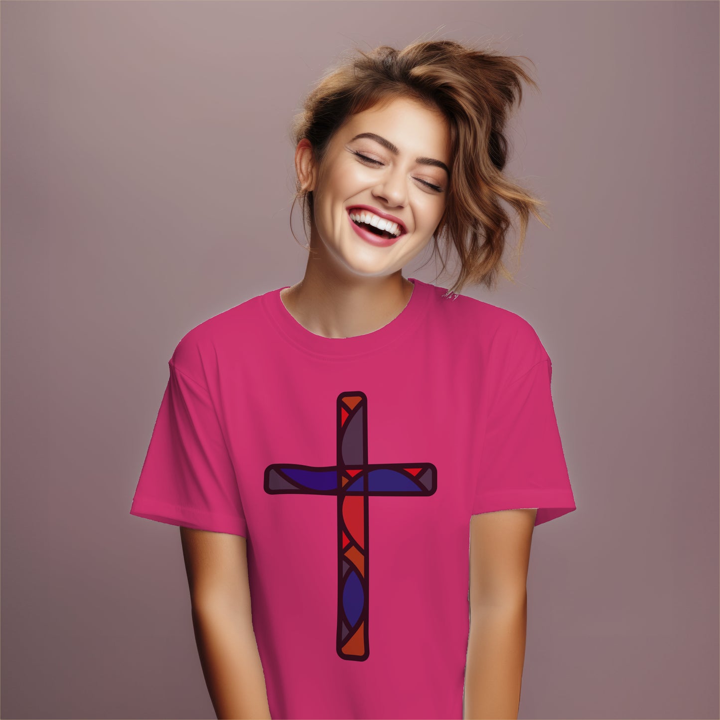 Stained Glass Cross Heavy Cotton Tee